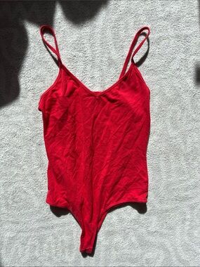 PacSun Red Spaghetti-Strap V-Neck Bodysuit